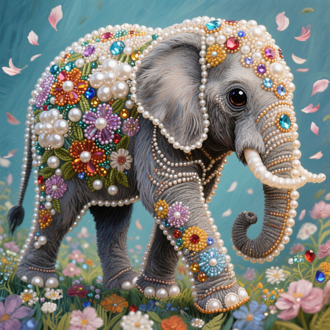 Resin Art Canvas - New Pearl Elephant Diamond Painting DIY