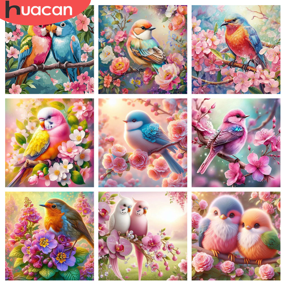 Resin Art With Rose - HUACAN Diamond Painting Bird Flower Animal
