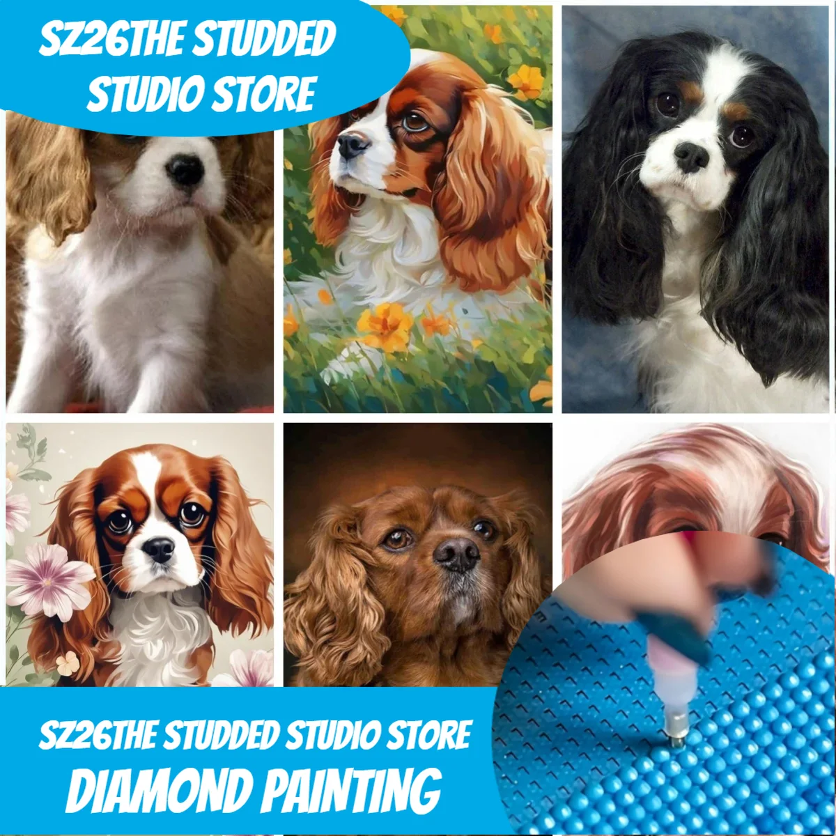 Resin Art Pouring - Sz26The Studded Cavalier King Charles bricolage