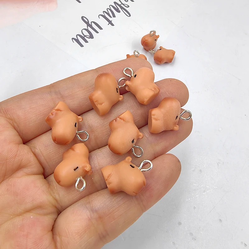 Resin Art Keychain - 10pcs Cute Small Capybara Charms for