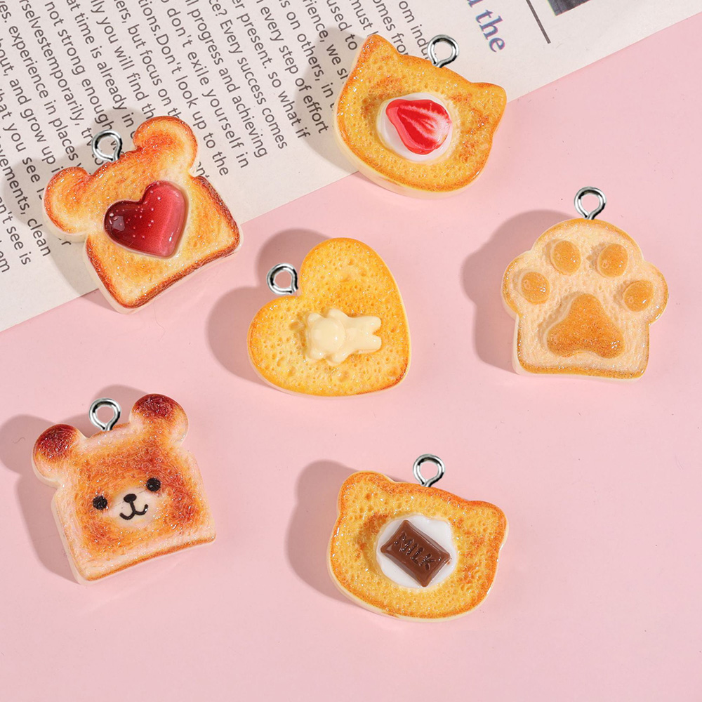 Resin Art Keychain - 10pcs Heart Bear Cat Animal Shape