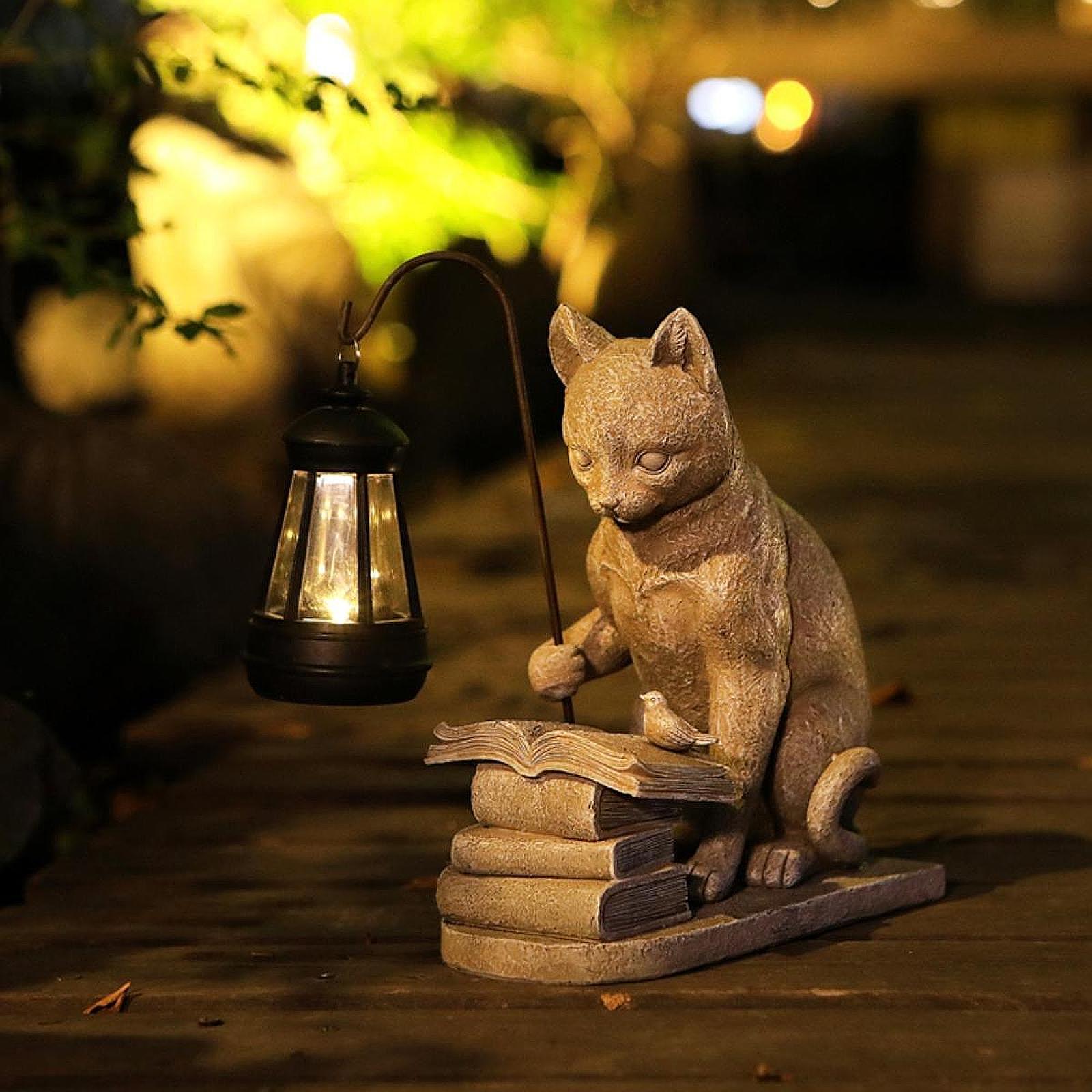 Resin Art Lamp - Cat Solar Garden Mini Statue Sculpture