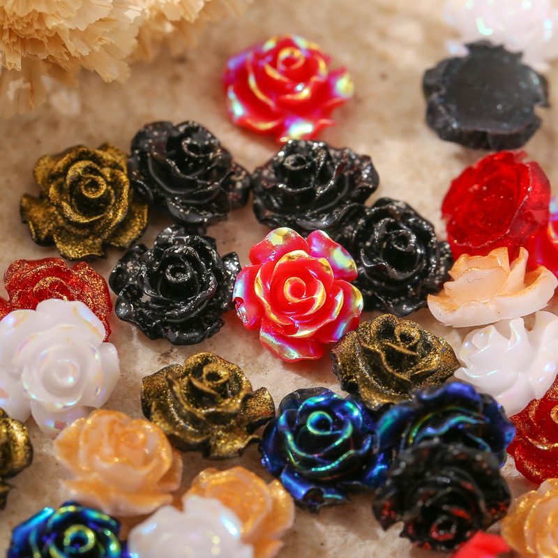 Resin Art With Rose - 50PCS 10MM 3D Resin Famellia Flower
