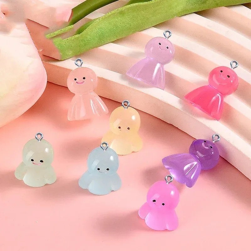 10Pcs Glow In Dark Cartoon Dol - Resin Art Keychain review and price