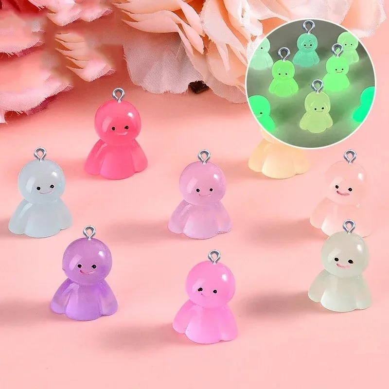 10Pcs Glow In Dark Cartoon Dol - Resin Art Keychain review and price