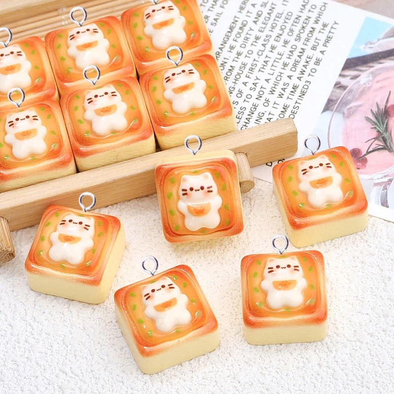 10Pcs Kawaii Cat Toast Bread R - Resin Art Keychain review and price