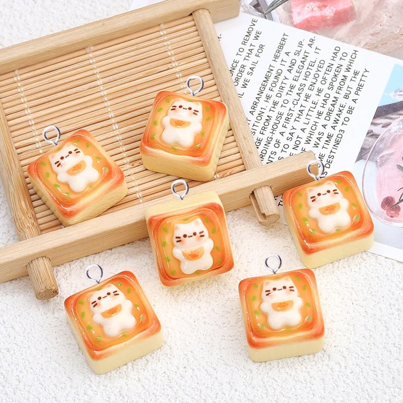 10Pcs Kawaii Cat Toast Bread R - Resin Art Keychain review and price